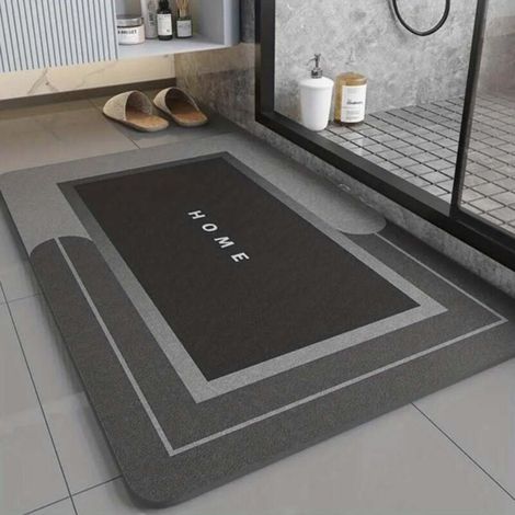 Gris foncé - rectangulaire 5080cm (terre de diatomées) Tapis de sol en terre de diatomées, tapis de salle de bain antidérapant lavable, tapis absorbant pour lavabo de toilettes (1/5)