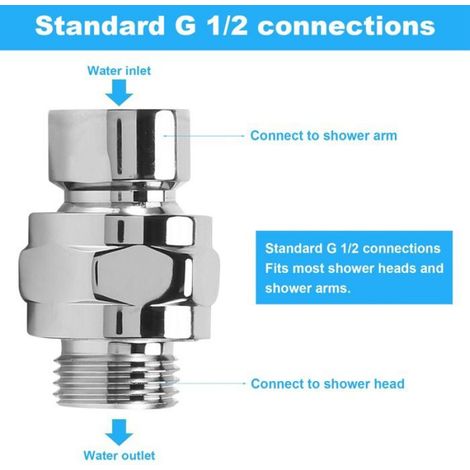 Adaptateur Pivotant - Tête De Douche - Raccord Rotule Laiton Chromé - Pour Bras Et Pomme De Douche Standard 1/2 Pouces - 1 Pièce (1/5)