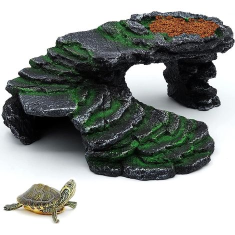 Reptile Hideout Platform for Reptiles Turtle Platform Rock Cave Gecko Habitat Decoration Terrarium Basking Platform for Reptiles Aquarium Ornament (1/5)