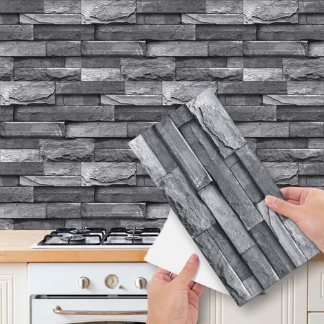 12 adhesivos para azulejos con diseño de ladrillo para paredes de baño y cocina, impermeables (15 cm x 30 cm) (1/5)