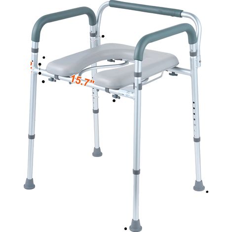 Silla inodoro, asiento acolchado, 7 niveles de altura ajustables, soporta hasta 159 kg (tipo B) (1/2)