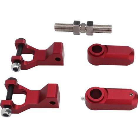 Kit d'abaissement avant et arrière en alliage d'aluminium (5 pièces) pour quad Raptor 350, 660 et 700 (rouge) (1/5)