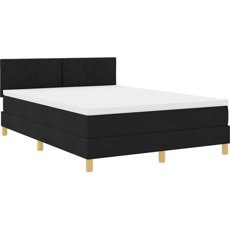 Cama tipo Box Spring con cojín Manual Negro 140 x 200 cm tela vidaXL