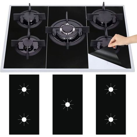 3Pcs Plaque de Cuisson à Gaz Protection en Téflon, Tapis de Cuisinière à Gaziniere Gaz Réutilisables, Protection d'écran Anti-adhésif, Nettoyage Rapide (1/5)