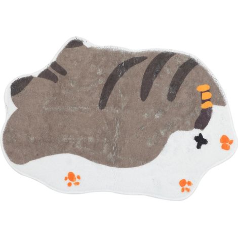 Tapis de Salle de Bain Antidérapant en Imitation Pashm Forme Chat, Absorbant Séchage Rapide, pour Salon et Chambre (1/5)