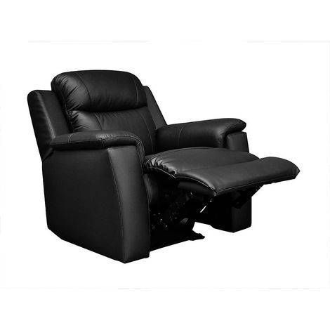 Vente-Unique – Fauteuil relax cuir de vachette noir – Mécanisme relax manuel – Confort d'assise équilibré – Dimensions 95x100x96 cm