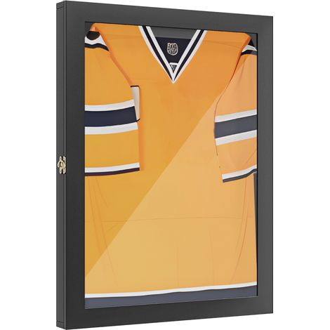 Homcom – Cadre photo T-frame pour maillot en bois noir – Doublure en feutre – Dimensions 71L x 7l x 89H cm – Porte en acrylique