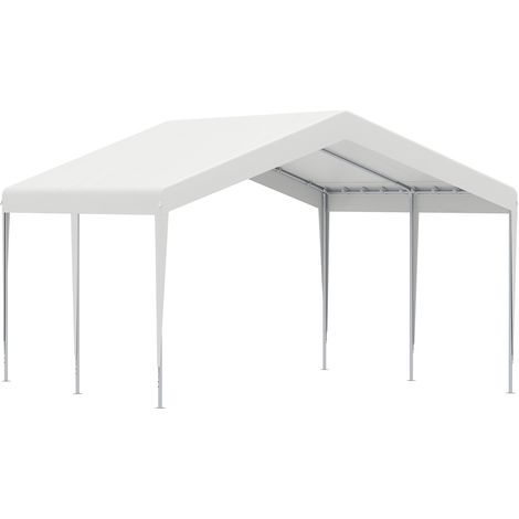 Garage Portatile 4x4m con Tettoia anti UV, Pioggia e Vento per Veicoli, Matrimoni e Feste - Bianco