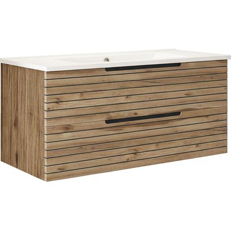 Kibath Mueble de baño con Lavabo KEN 80x45 cm acabado Desierto mate 2 cajones suspendido