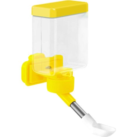 Distributore d'acqua a forma di gabbia per uccelli, facile da installare, accessori trasparenti per la gabbia, mantiene pulito e ordinato, colore giallo.