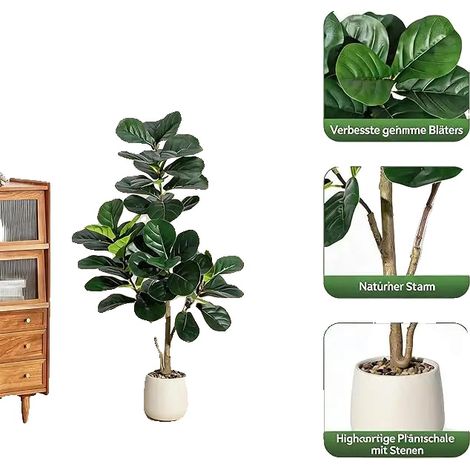 Plantas artificiales, diseño realista, decoración versátil para interiores, 120 cm (1/2)