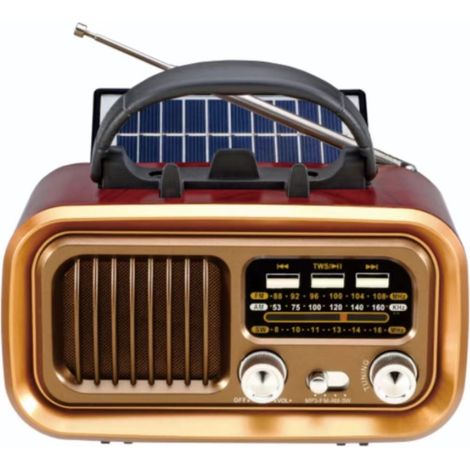 Radio Portable - AM FM SW - Bluetooth - Panneau Solaire - USB TF - Rechargeable - Pour Extérieur et Intérieur - 1 Pièce (1/5)