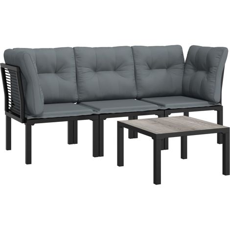 Mobili da giardino mobili da esterno set di mobili 4 pezzi in resina intrecciata nera e grigia 020016270