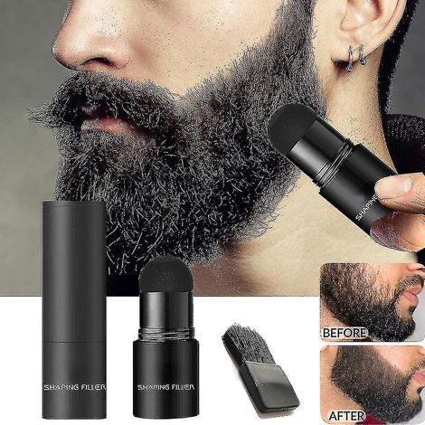 Bartfüller-Puder, Barthaarfüllpad, wasserfestes Pad zum Reparieren und Formen von Schnurrbärten, Bartstift für Männer – Schwarz (1/5)