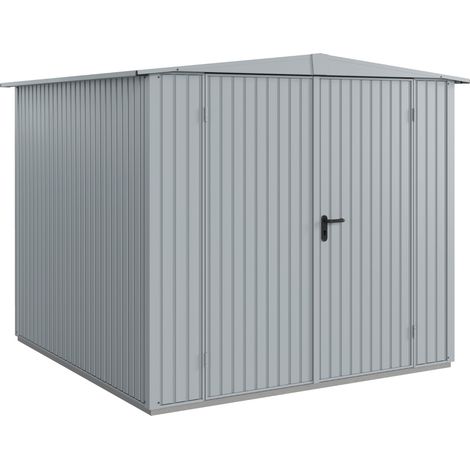 Hörmann Metall-Gerätehaus Berry Classic mit Satteldach Typ 2, 259 x 248 cm, fenstergrau, 6,4 m², 2-flüglige Tür (1/5)