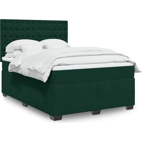 Boxspringbett mit Matratze Dunkelgrün 140x190 cm Samt (1/5)
