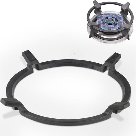 Support universel antidérapant en fonte pour wok sur brûleurs gaz, plaques ou cuisinières (noir)