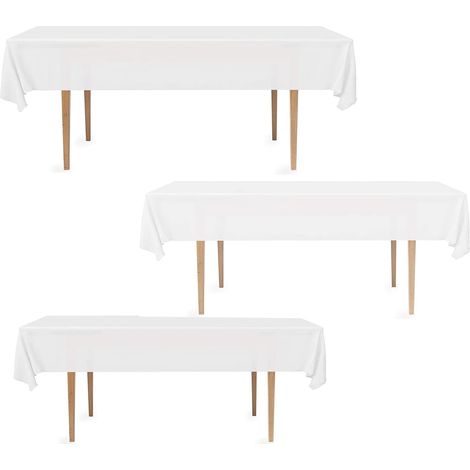 3pc Nappe Blanche Jetable Rectangulaire 173X138cm pour Fête Buffet Anniversaire (Blanche 3pcs) (1/5)