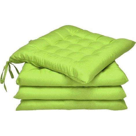 Coussin Chaise Jardin Lea - Lot de 4 – Coussin Exterieur Confortable et épais - Idéal pour intérieur et extérieur - 40x40x5 cm - ,,Vert Pomme (1/5)