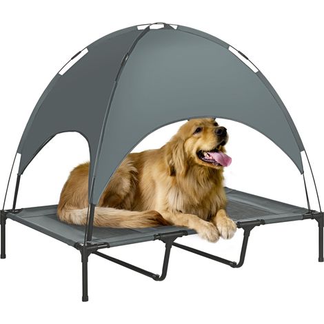 Très grand lit animal gris avec baldaquin 122x92x108cm tissu respirant confort pour grand chien