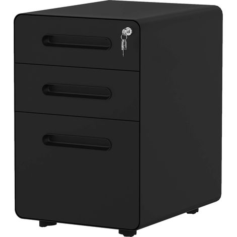 YITAHOME Armadietto Per Documenti A 3 Cassetti In Metallo Con Serratura, Completamente Assemblato, Nero, Large (1/5)