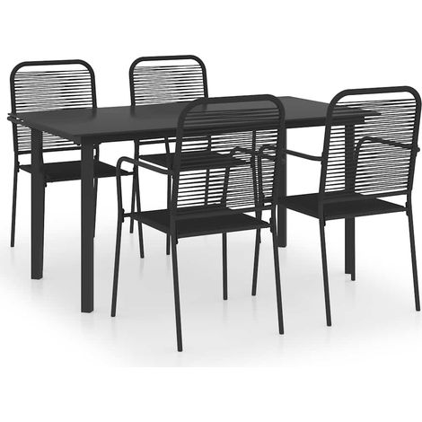 Maison Exclusive - Set da Pranzo da Giardino 5 pz Nero in Vetro e Acciaio (1/5)