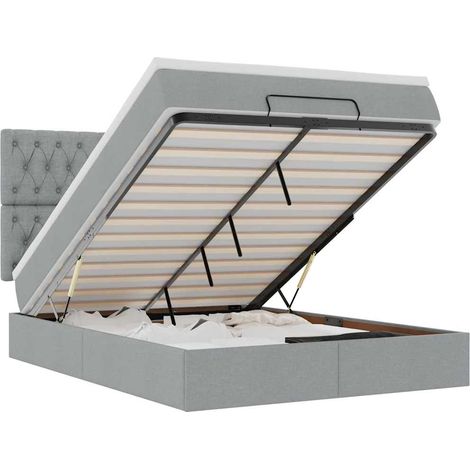 Maison Exclusive - Ottoman-Bett mit Matratze & LEDs Hellgrau 140x