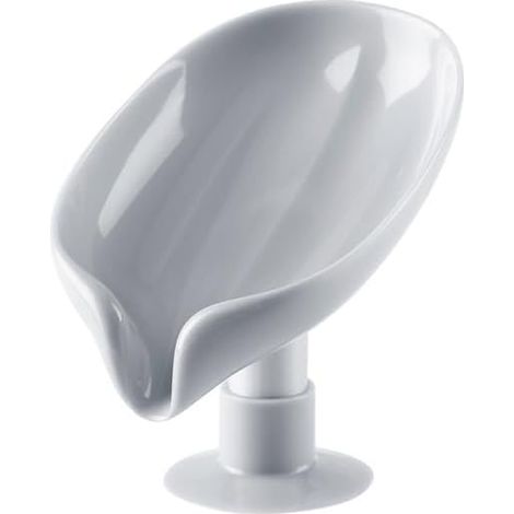 1 Piece Soap Dish with Suction Cup - Shower Soap Holder - Kitchen Sponge Holder - Soap Dish with Drain (Grey) (1/4)