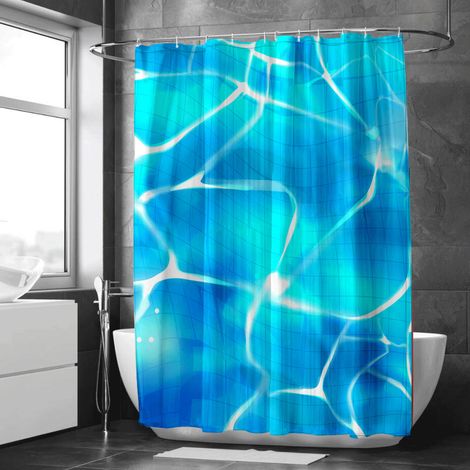Rideau de douche motif dauphins et coraux, rideau salle de bain imperméable, 150x180 cm (1/5)