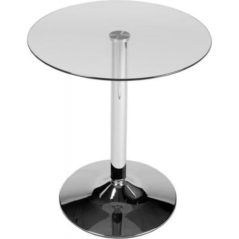 CLP – Table haute ronde Ø 70 cm – Plateau en verre – Pieds en métal – Hauteur 70 cm – Design moderne pour cuisine et salle de réception