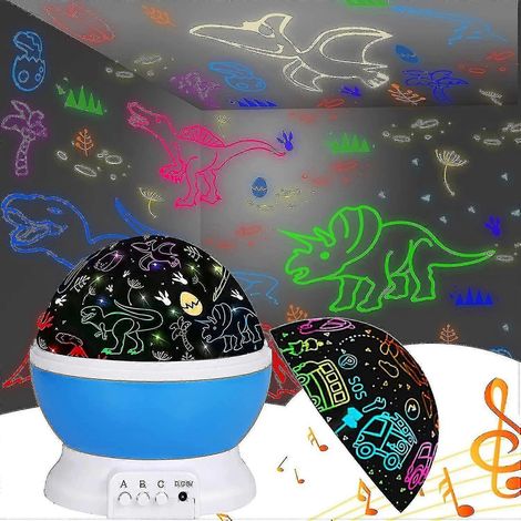 Veilleuse Dinosaure Enfant, Projecteur avec 12 Mélodies, Rotation 360°, 16 Lumières Colorées pour Chambre (1/3)