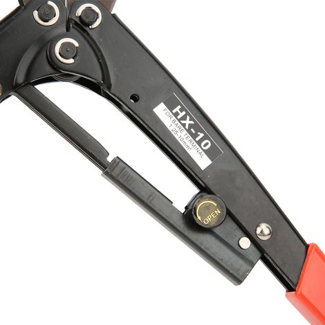 HX 10 Pince à sertir à rochet pour bornes en acier carbone 1.2510mm AWG10-6 poignée rouge (1/5)