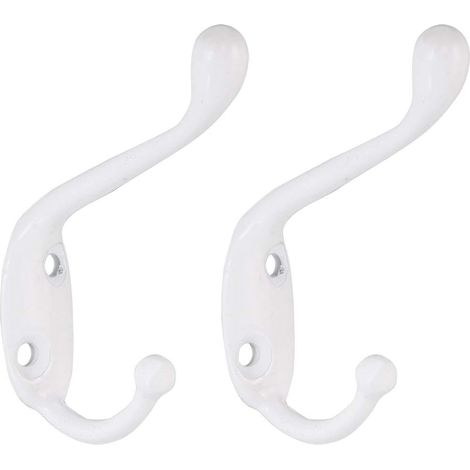 Lot de 2 crochets muraux doubles 80 mm x 17 55 blancs