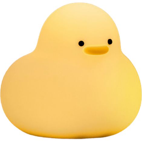 Luce notturna in silicone, a forma di anatra che fa le fusa, ricaricabile tramite USB-C, luce calda 3000K, controllo touch, design kawaii, 10x10x9,6 cm (1/5)