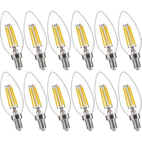 Ampoules LED FLSNT équivalentes à 60 W pour lustre, ampoules LED à intensité variable à culot candélabre B11 E12, blanc naturel 3500K, 550 lm, paquet de 12, homologuées UL et CA65. (1/5)