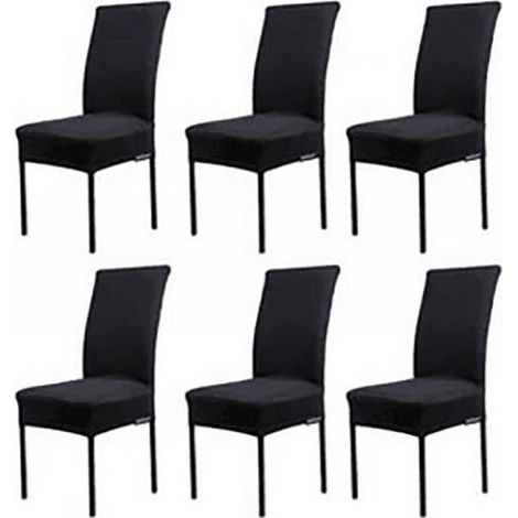 Lot de 6 Housses de chaises - Noir (1/4)