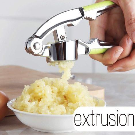 Professionelle Knoblauchpresse aus Edelstahl mit komfortablem Griff (1/4)