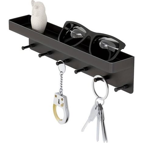 Portachiavi autoadesivo - Organizer per chiavi - Armadietto per chiavi - Vassoio per chiavi - Stile moderno - Targhetta per chiavi - Nero (1/5)
