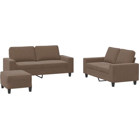Ensemble de Canapé  Sofas 3 pcs marron tissu (1/5)