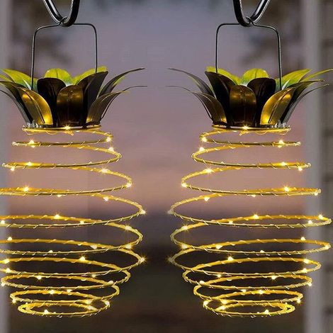 Guirlande lumineuse solaire de jardin (lot de 2) 30 LED, guirlande lumineuse solaire d'extérieur étanche Suspensions ananas, idéales pour la décoration du jardin et de la maison (1/5)