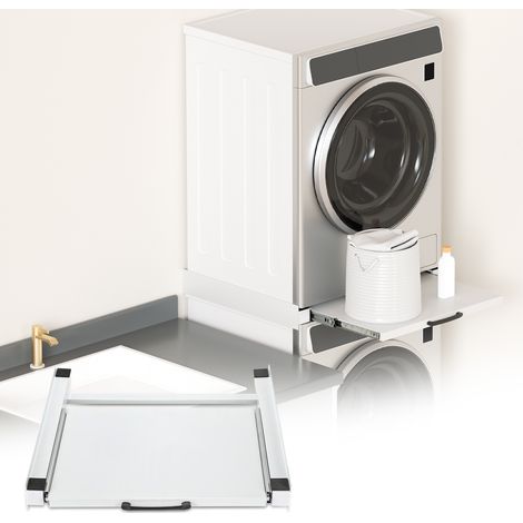 Jiubiaz Kit apilamiento lavadora secadora con bandeja extraíble blanca (1/5)