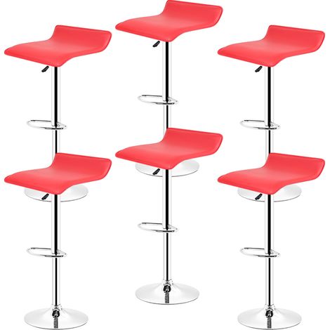 Hofuton Lot de 6 Tabouret de Bar en Cuir PU Tabouret Haut Chaise de Salon de Coiffure Rotation et Levage Réglables Convient pour Salon de Beauté (Rouge)