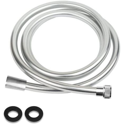 Flexible Shower Hose 1.5m, PVC Silver Shower Hose, Shower Hose, Shower Hose, Standard 1/2 Inch Brass Interface, Kink-Proof, Explosion-Proof (1/5)