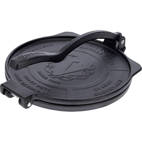 Victoria 39318 Presse à Tortilla pour Tortillas Mexicaines en Fonte HD 25cm, Pataconera Noir