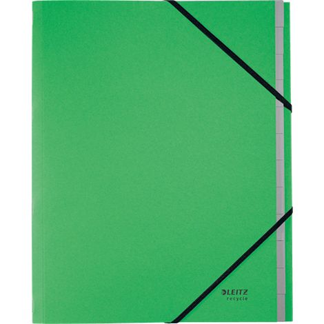 CARPETA CLASIFICADORA DE CARTON 12 POSICIONES A4 RECYCLE 100% VERDE LEITZ 39150055