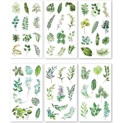 24 Autocollants, Motifs feuilles de fougère, Papier japonais, Décoration scrapbooking, Bagages ordinateurs carnets (1/5)