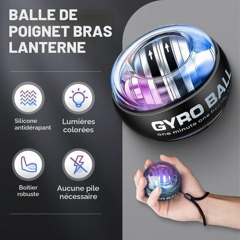 Gyro Ball 2026 Nouveau Modèle - Balle Gyroscope Automatique avec Éclairage LED pour Musculation des Avant-bras et Rééducation du Poignet, Appareil d'Exercice de Force et de Préhension Manuelle (1/5)