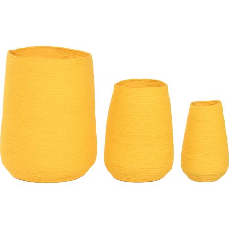 Macetero Set 3 Fibra 30X30X60 Amarillo (1/4)