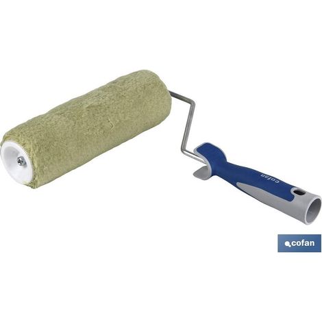 COFAN rodillo hilo paredes rugosas profesional 220mm ø50mm , Este rodillo está fabricado en hilo de lana de muy buena calidad, cuenta con un mango en color azul y gris muy cómodo d