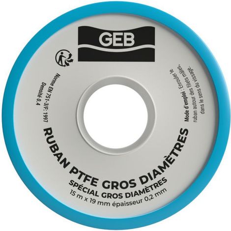 Ruban PTFE - - 815119 - 19 mm x 15 m - Étanchéité - Résistant aux additifs (1/5)